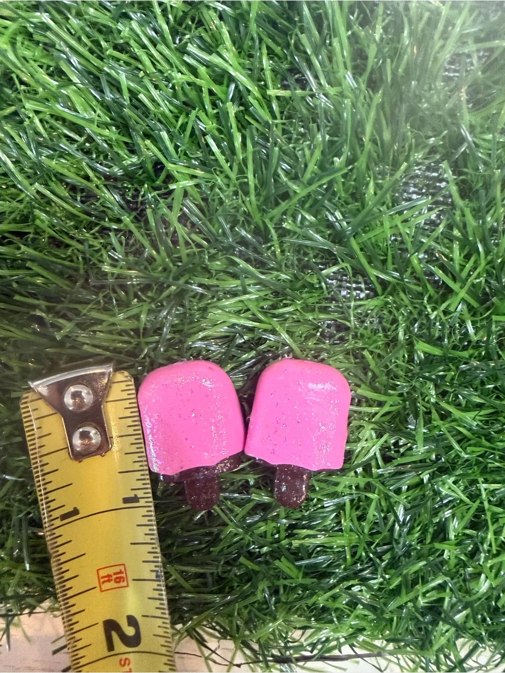 Pink Popsicle Pushback Earrings with Glitter Chocolate Accents